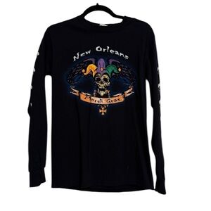 Gildan New Orleans Mardi Gras Long Sleeve Shirt - Black